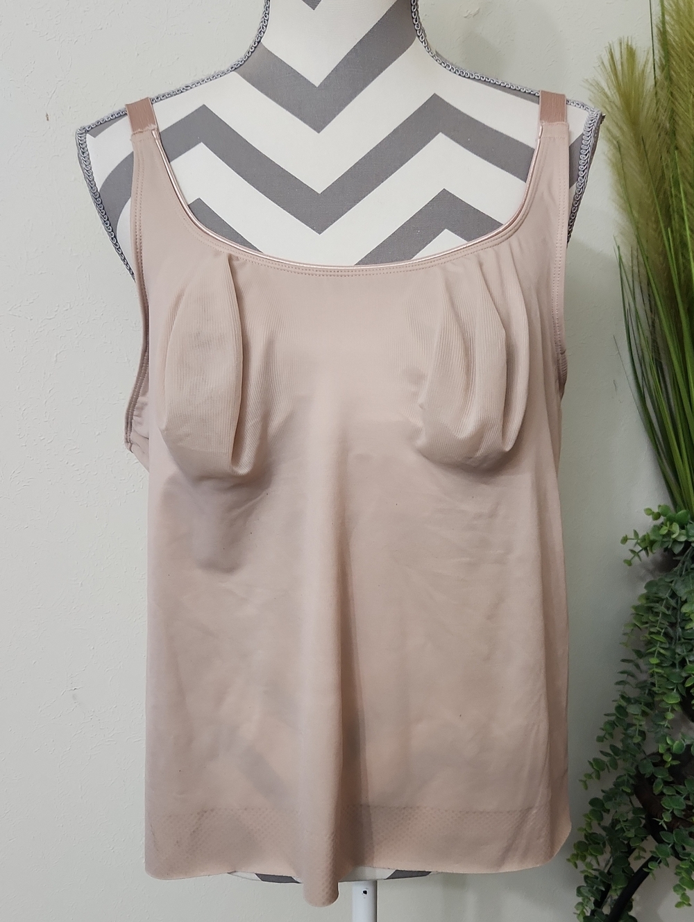 Ruby Ribbon Blush Beige Camisole with Built-In Shelf Bra
